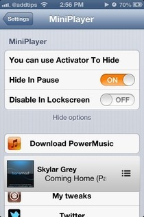 MiniPlayer iOS Settings MiniPlayer iOS Settings