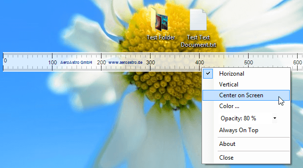 ScreenRuler with context menu ScreenRuler with context menu