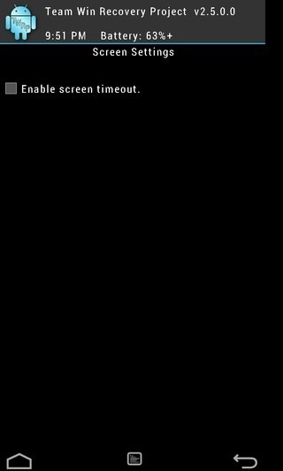 TWRP Recovery Screen Settings TWRP Recovery Screen Settings