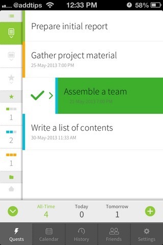 myQuests iOS List myQuests iOS List