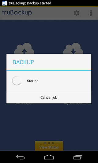 truBackup Backup Started