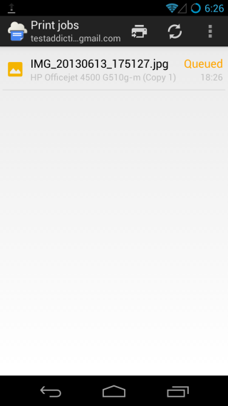 Cloud Print queued Cloud Print queued