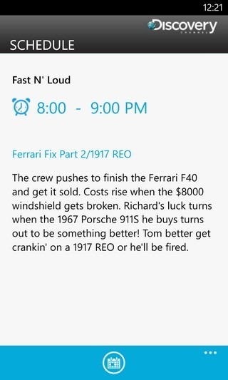 Discovery WP8 Program Time Discovery WP8 Program Time