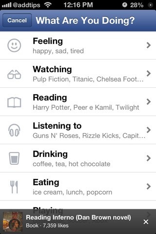 Facebook iOS Feels Menu Facebook iOS Feels Menu
