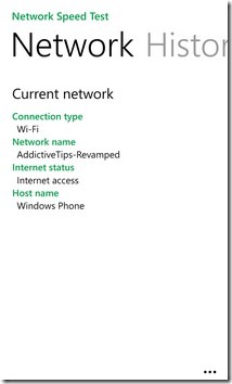 Network Speed Test WP8 Info