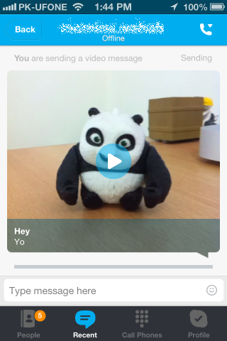 Skype sending Skype sending