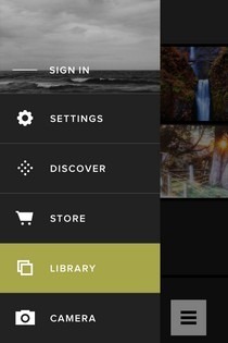 VSCO Cam iOS Menu VSCO Cam iOS Menu