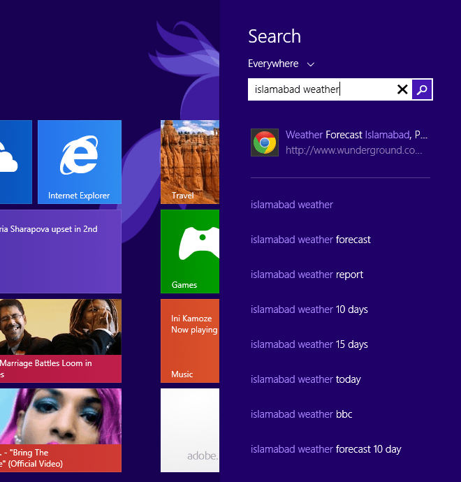 Windows 8.1 Smart Search - Islamabad Weather Windows 8.1 Smart Search - Islamabad Weather