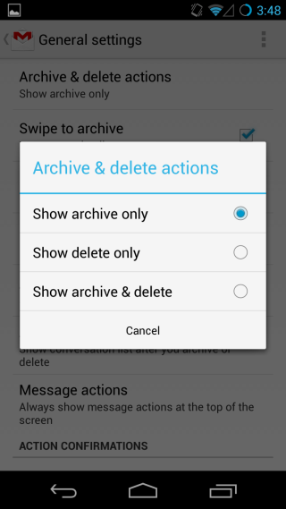 select archive action select archive action