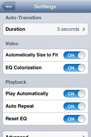 vjay iOS Settings vjay iOS Settings