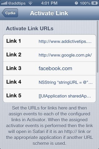 Activate Link iOS Settings Activate Link iOS Settings