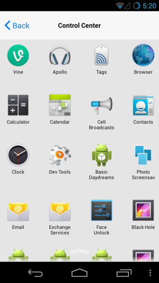Control Center select app Control Center select app