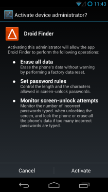 Droid FInder Activate