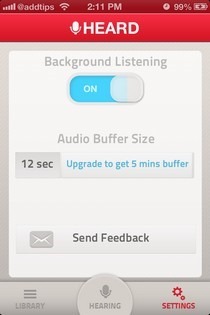 HEARD iOS Settings