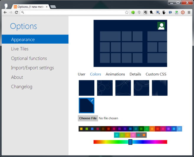 Options  appearance Options  appearance