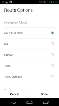 Route Options Route Options