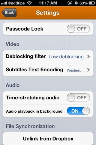 VLC for iOS Settings VLC for iOS Settings