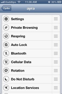 ayra iOS Settings