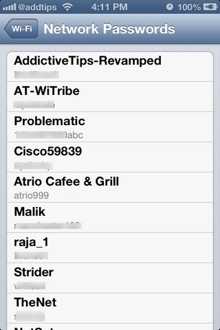 NetworkList iOS Passwords