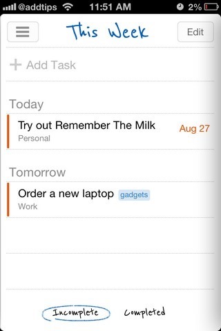 Remember The Milk iOS Remember The Milk iOS