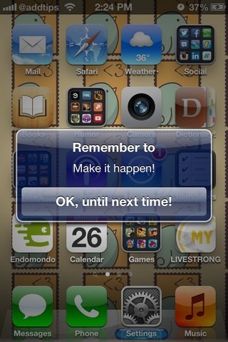 Remind Me iOS Alert Remind Me iOS Alert