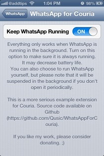 WhatsApp for Couria iOS Keep Running WhatsApp for Couria iOS Keep Running