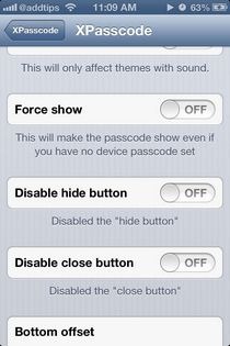 XPasscode iOS Options XPasscode iOS Options