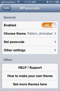 XPasscode iOS Settings XPasscode iOS Settings