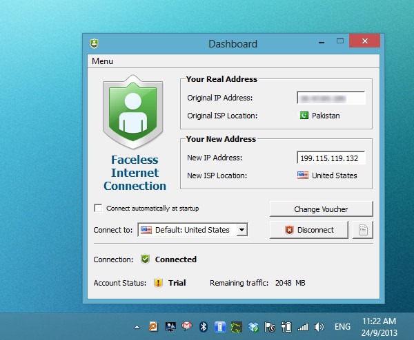 Faceless.me dashboard Faceless.me dashboard