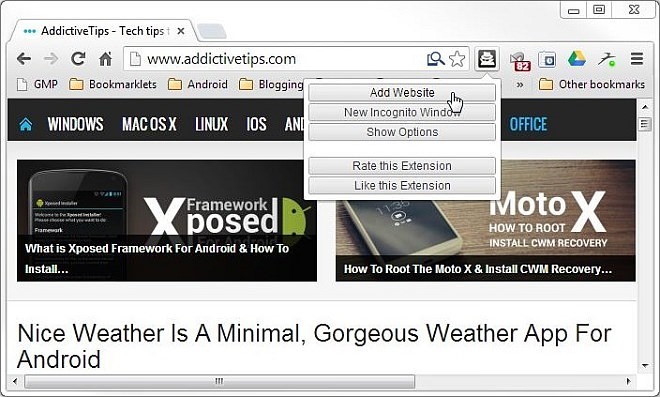 Set chrome to automatically open specific sites in incognito mode