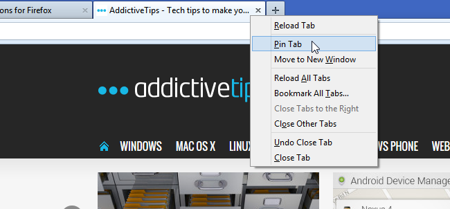 Restore Pin Tab