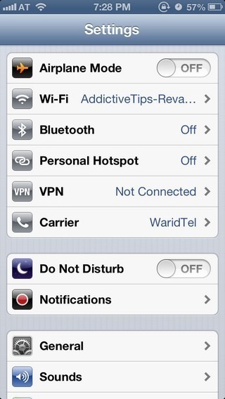 Settings iOS 6 Settings iOS 6