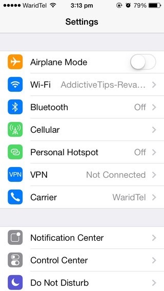 Settings iOS 7 Settings iOS 7