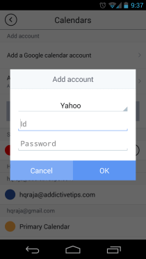 SolCalendar Calendars Add Account SolCalendar Calendars Add Account