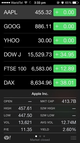 Stocks iOS 7 Stocks iOS 7
