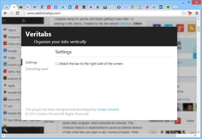 Veritabs Settings