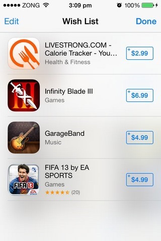 iOS 7 Wish List App Store