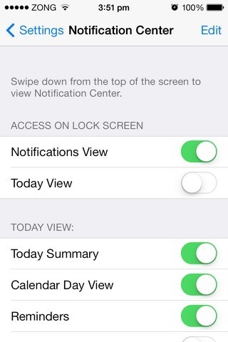 iOS NC Lock Screen Settings iOS NC Lock Screen Settings