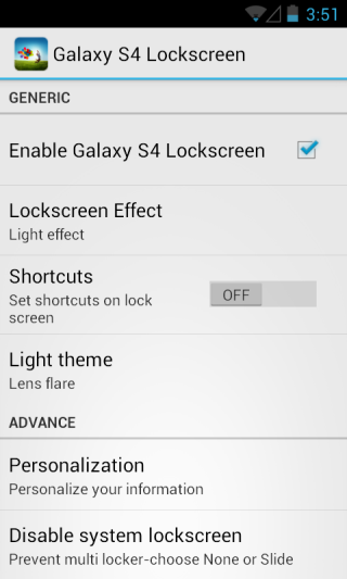 Galaxy S4 Lockscreen