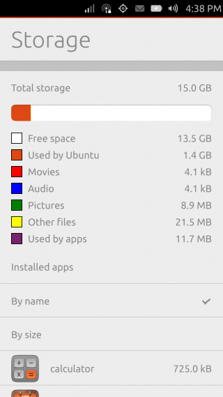 Ubuntu Touch - 08.12.1 - Settings - About - Storage Ubuntu Touch - 08.12.1 - Settings - About - Storage