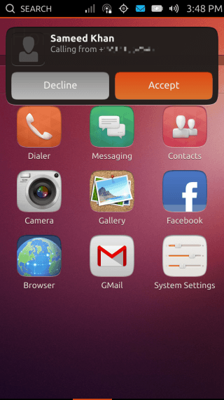 Ubuntu Touch - 09.4 - Apps - Dialer - Incoming Call Ubuntu Touch - 09.4 - Apps - Dialer - Incoming Call