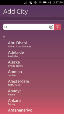 Ubuntu Touch - 17.3 - Apps - Clock - Add City Ubuntu Touch - 17.3 - Apps - Clock - Add City