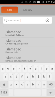 Ubuntu Touch - 23.2 - Apps - Weather - Add City Ubuntu Touch - 23.2 - Apps - Weather - Add City