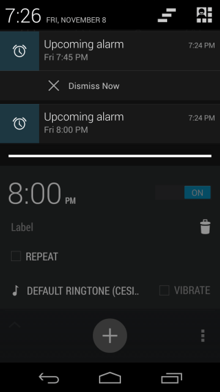 Android 4.4 KitKat Lesser Known Features - Alarm Notifications