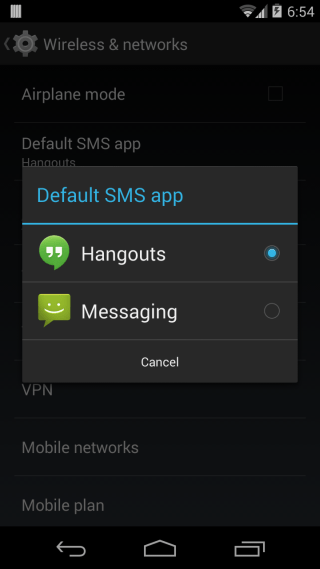 Android 4.4 KitKat Lesser Known Features - Choose Default SMS App