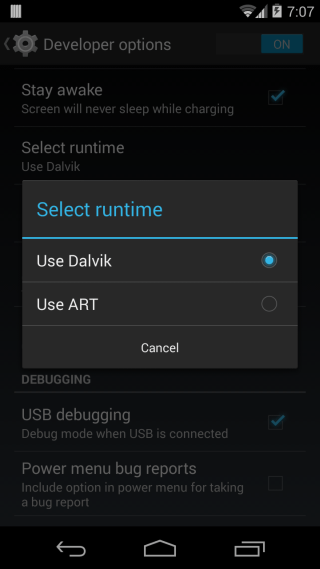 Android 4.4 KitKat Lesser Known Features - Developer Options 01 - Dalvik & ART Runtime Choice