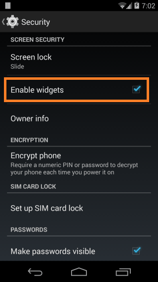 Android 4.4 KitKat Lesser Known Features - Toggle Lockscreen Widgets