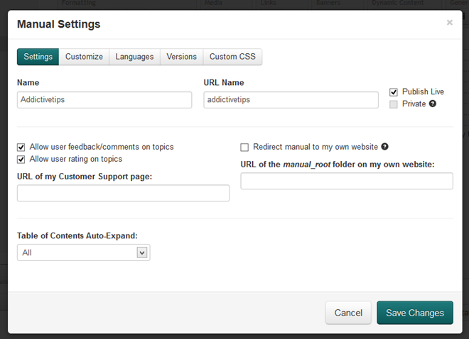 Manula Settings Manula Settings