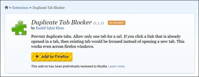 How to prevent firefox from opening duplicate tabs