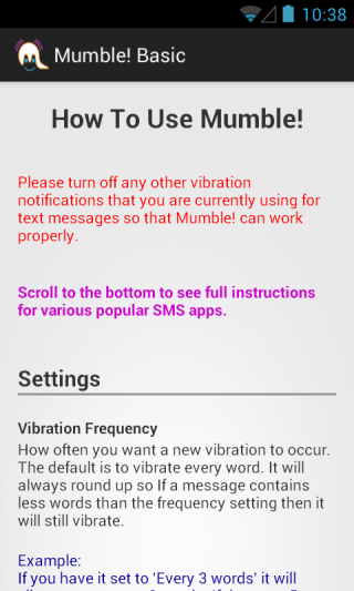 Mumble!: Intelligent Vibration Patterns For Incoming SMS On Android